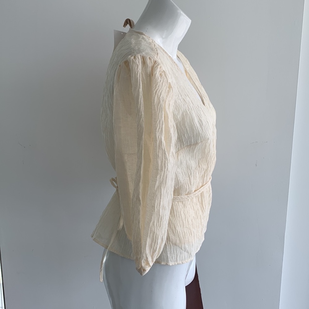 NWT H&M boho wrap puff balloon sleeves top/ blouse, size S - Picture 9 of 12